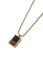Topman Mens Brown Gold Look Look Trapped Stone Necklace*