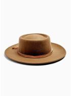 Topman Mens Brown Felt Gambler Wool Hat With Drawcord