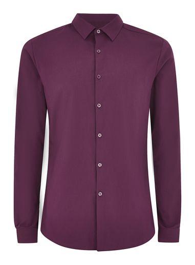 Topman Mens Purple Plum Textured Muscle Fit Shirt