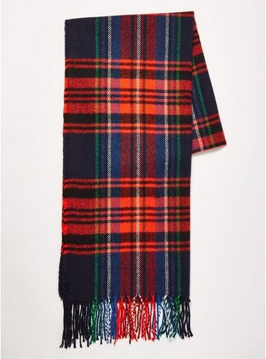 Topman Mens Multi Navy And Red Check Scarf