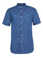Topman Mens Blue Denim Short Sleeve Casual Shirt