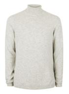 Topman Mens Premium Boxed Grey Roll Neck Sweater Containing Cashmere