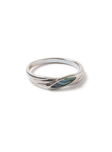 Topman Mens Gold Silver Look Abalone Inlay Ring*