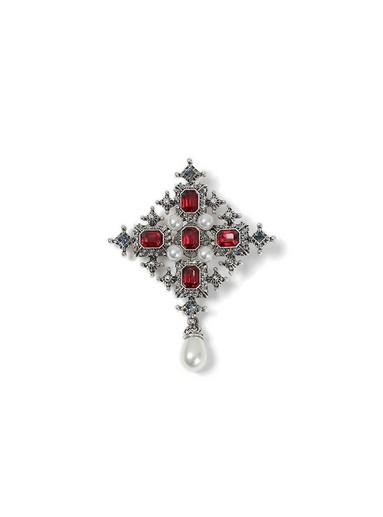 Topman Mens Red Silver Pearl Brooch*