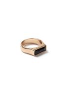 Topman Mens Gold Look Black Inlay Rectangle Ring*