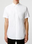 Topman Mens White Short Sleeve Oxford Casual Shirt