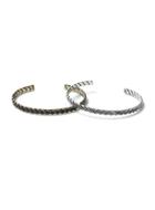 Topman Mens Grey Mixed Metal Cuff Bracelet 2 Pack*
