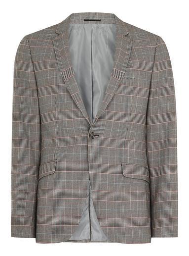 Topman Mens Multi Gray Check Ultra Skinny Jacket