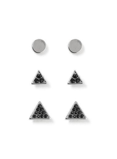 Topman Mens Black Silver Crystal Earrings Pack*