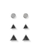 Topman Mens Black Silver Crystal Earrings Pack*