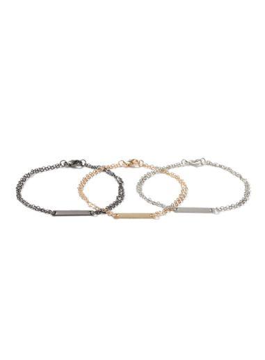 Topman Mens Multi Mixed Metal Chain Bracelet 3 Pack*