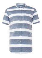 Topman Mens Blue And White Horizontal Stripe Casual Shirt