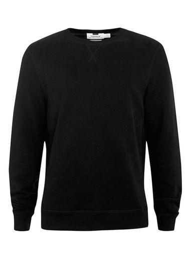 Topman Mens Black Crew Neck Sweatshirt