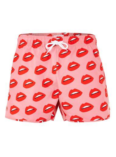 Topman Mens Red Lips Print Swim Shorts