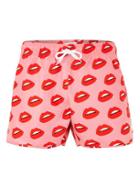 Topman Mens Red Lips Print Swim Shorts