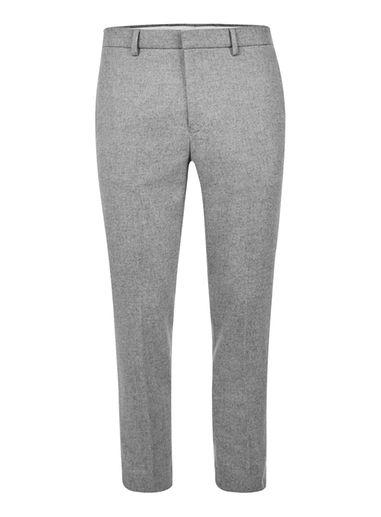 Topman Mens Light Grey Wool Blend Cropped Dress Pants