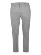 Topman Mens Light Grey Wool Blend Cropped Dress Pants