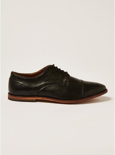 Topman Mens Black Leather Blinder Toecap Shoes