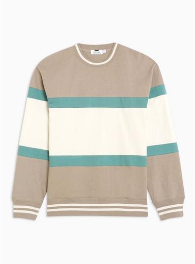 Topman Mens Green Stone Panelled Sweatshirt