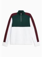 Topman Mens Grey Burgundy Green And White Half Zip Track Top