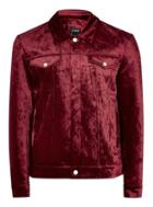 Topman Mens Red Velvet Western Jacket