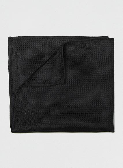 Topman Mens Black Silk Textured Pocket Square