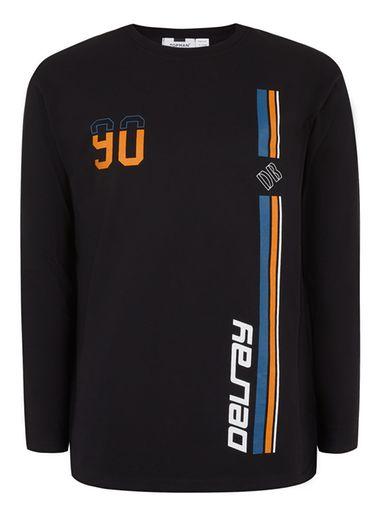 Topman Mens Black Printed Long Sleeve T-shirt