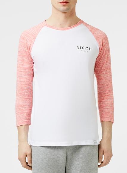 Topman Mens Nicce White Raglan Three Quarter Sleeve T-shirt