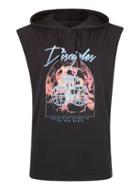 Topman Mens Washed Black Disciples Print Hooded Tank Top