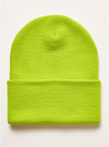 Topman Mens Green Neon Lime Skater Beanie