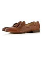 Topman Mens Brown Hudson Tan Leather Tassel Slippers