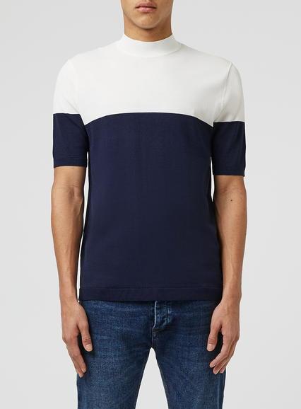 Topman Mens Blue Navy And White Short Sleeve T-shirt