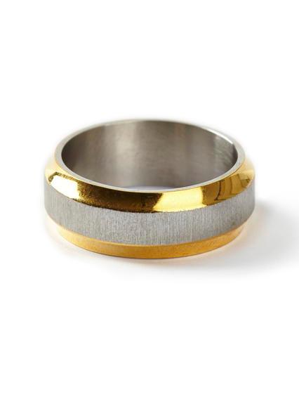 Topman Mens Metallic Gold Steel Band Ring*