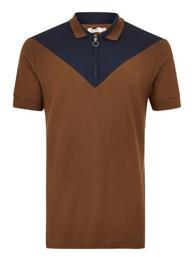 Topman Mens Brown Chevron Polo