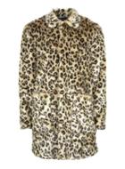 Topman Mens Brown Leopard Print Faux Fur Overcoat