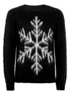 Topman Mens Black Mohair Snowflake Sweater