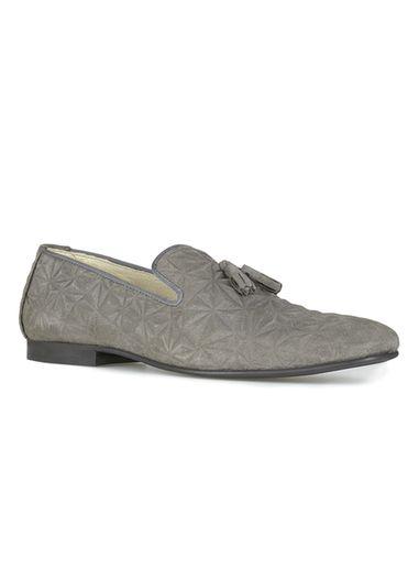 Topman Mens Grey Gray Suede Embossed Twist Loafers