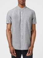 Topman Mens Grey And White Oxford Short Sleeve Casual Shirt