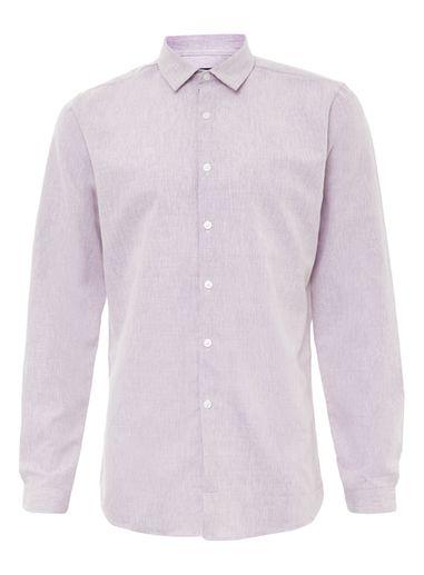 Topman Mens Blue Burgundy Soft Slubby Long Sleeve Dress Shirt