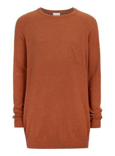 Topman Mens Brown Ltd Rust Textured Long Sleeve T-shirt