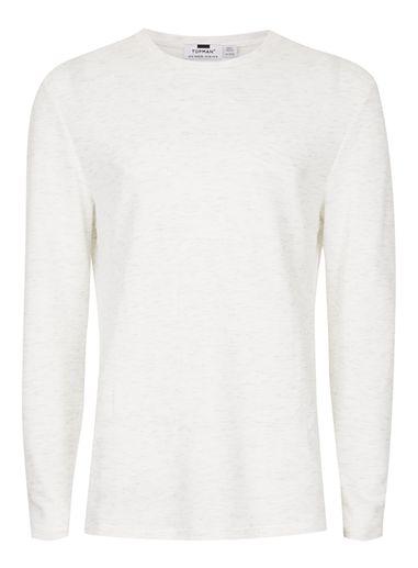 Topman Mens Cream Off White Waffle Textured Long Sleeve T-shirt