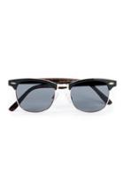 Topman Mens Black Retro Half Frame Sunglasses