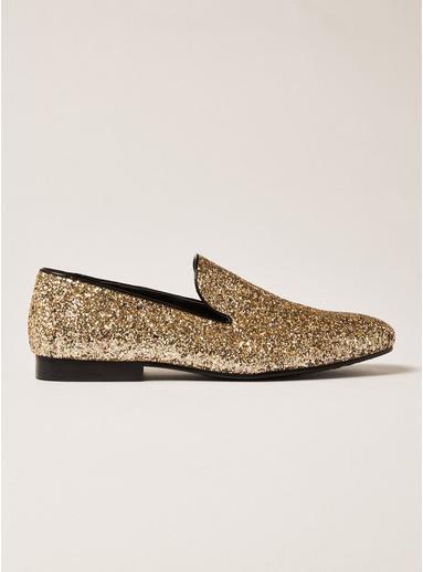 Topman Mens Gold Glitter Duke Loafers