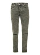 Topman Mens Green Khaki Tint Ripped Stretch Skinny Jeans