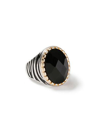 Topman Mens Black Mono Stripe Ring*