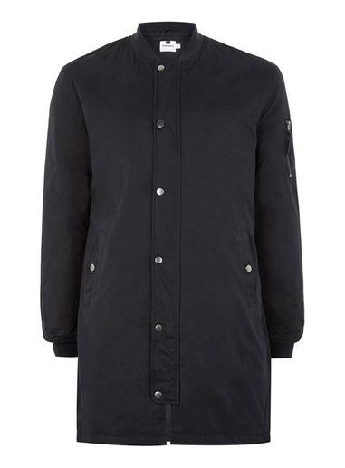 Topman Mens Black Padded Longline Bomber Jacket