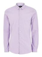 Topman Mens Purple Lilac Textured Muscle Fit Long Sleeve Shirt