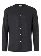 Topman Mens Ltd Black Linen Rich Stand Collar Shirt