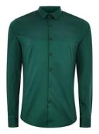 Topman Mens Premium Forest Green Long Sleeve Shirt