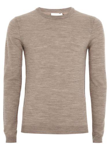 Topman Mens Beige Stone Muscle Fit Merino Sweater